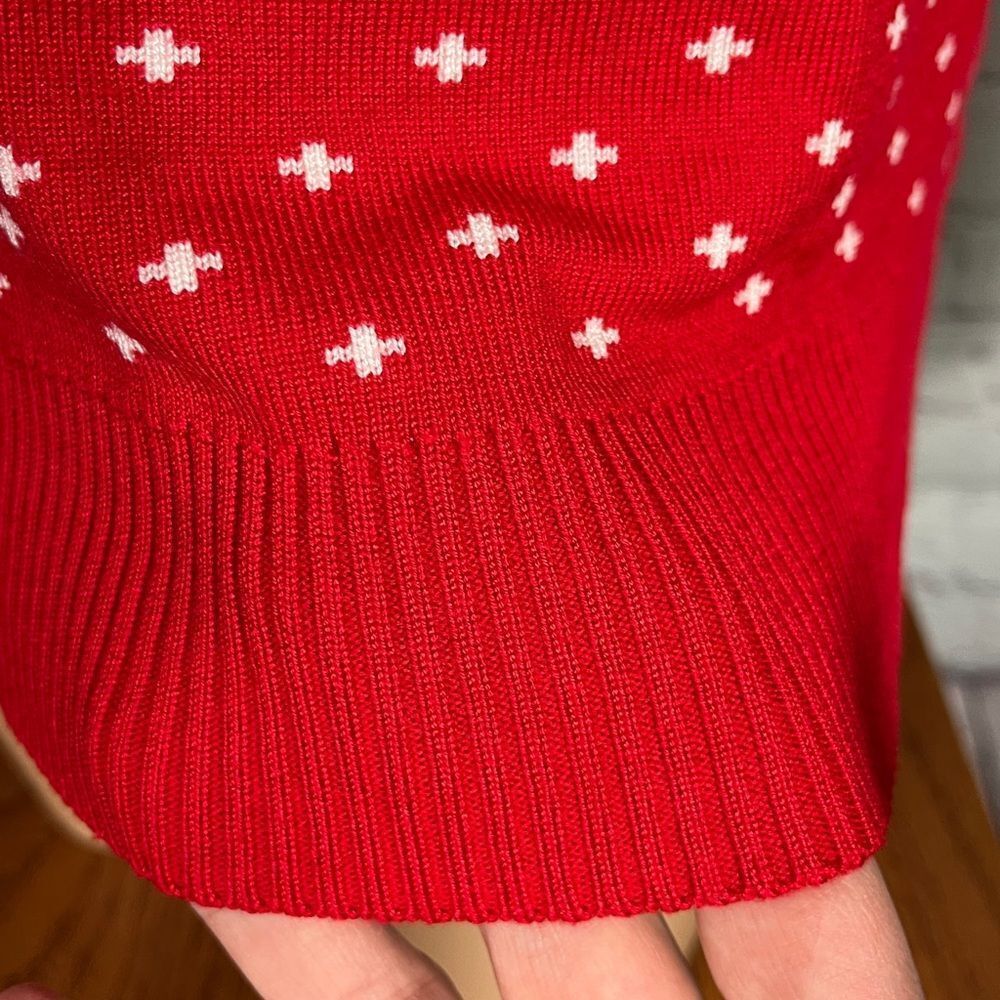 Abollria Red Turtleneck Fair Isle Holiday Reindeer Sweater Knit Size L - Picture 4 of 10